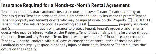 Rental property insurance for a month-to-month agreement.