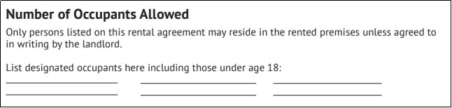 State the number of occupants allowed in the unit.