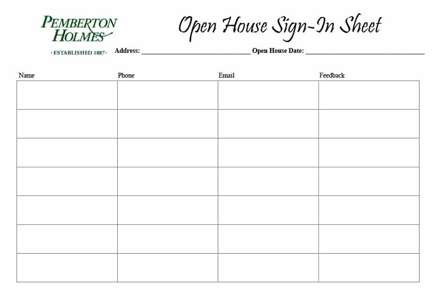 4 free real estate open house sign in sheet templates tips