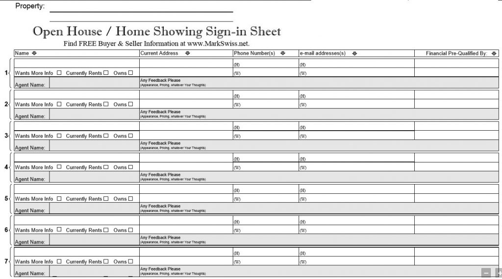 4 free real estate open house sign in sheet templates tips