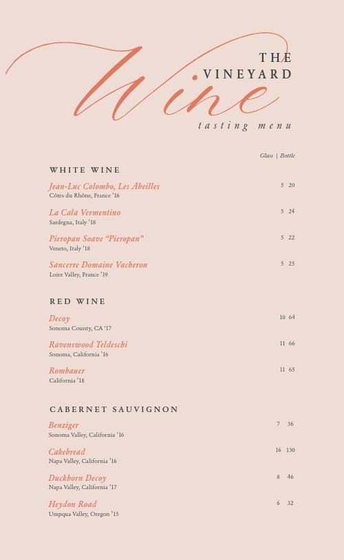A wine menu.