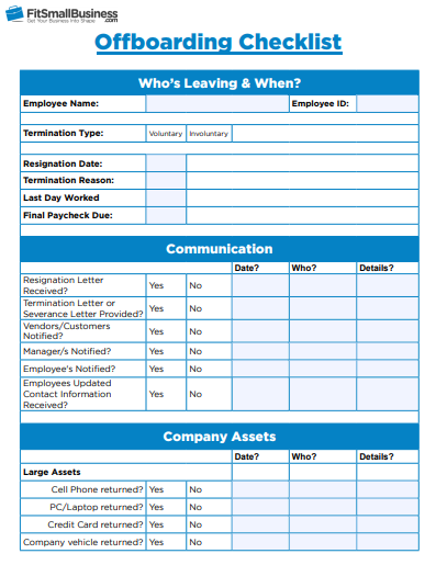 Offboarding Checklist Template Word Free