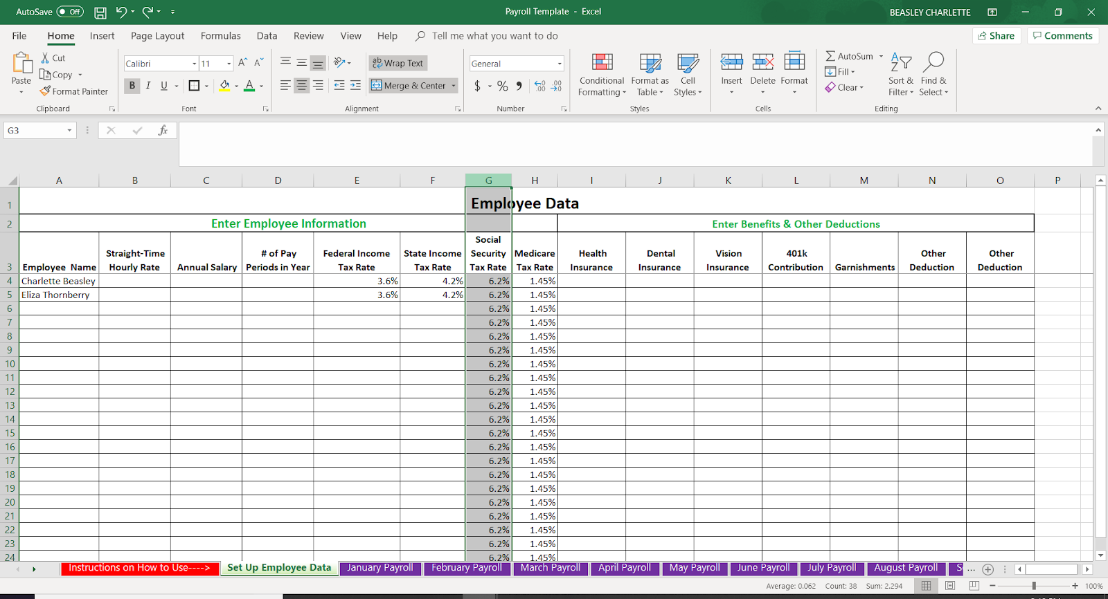 Employee Payroll Template from fitsmallbusiness.com