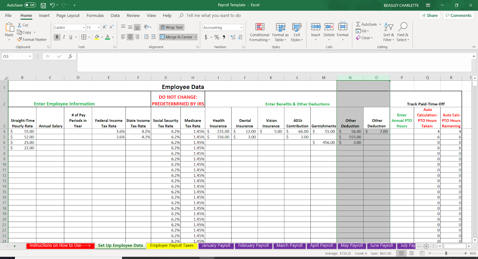 Payroll Management Excel Template