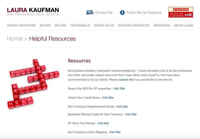 Laura Kaufman real estate website with helpful resources