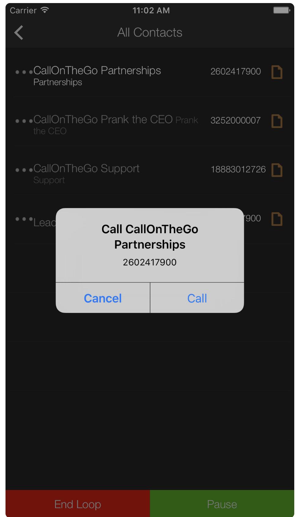 Call on the Go - auto dialer app