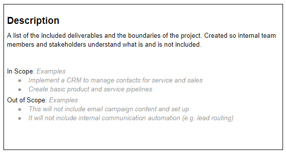 Scope Definition Template