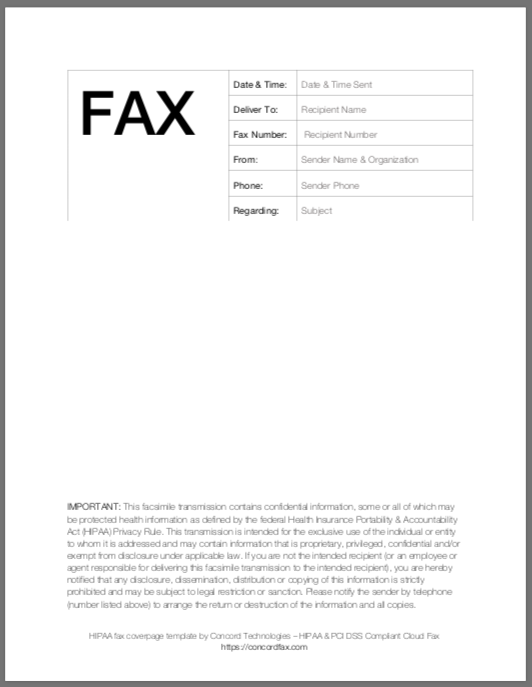 fax cover sheets and hipaa