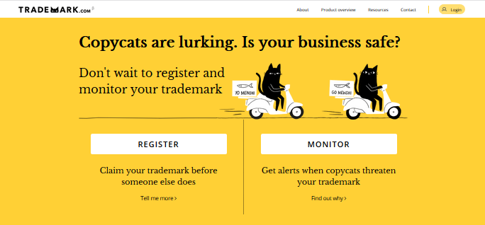 registration page for trademark.com