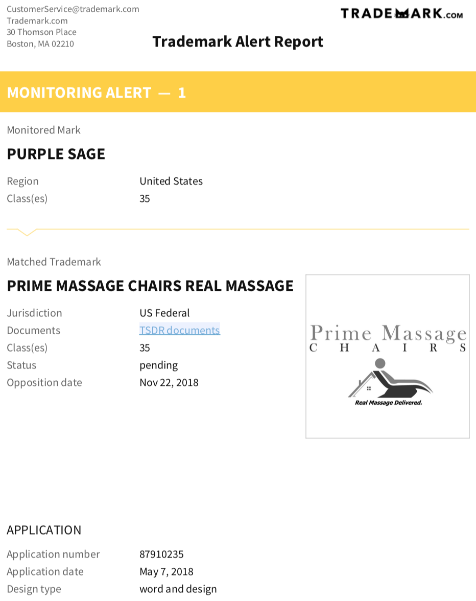 trademark.com alert report