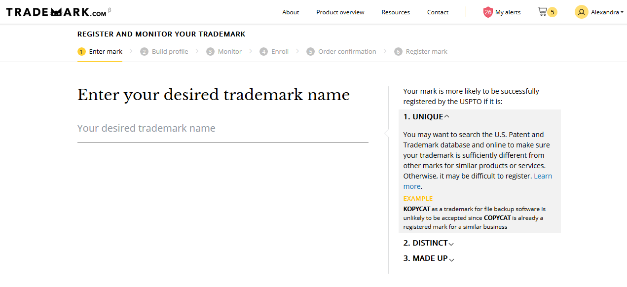 Registering your trademark with Trademark.com