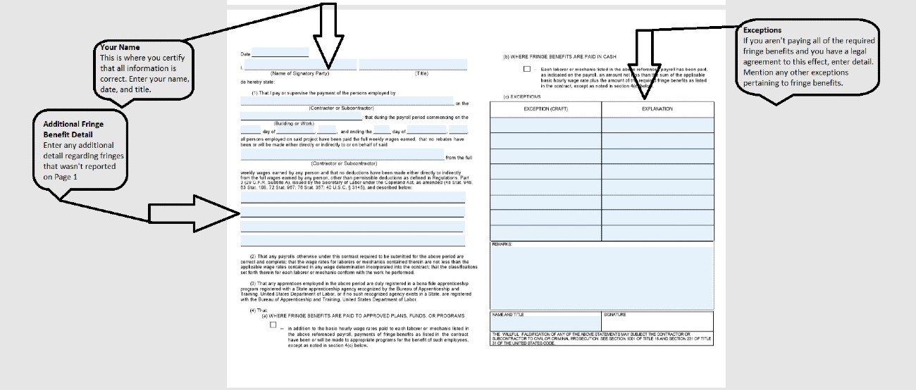 Screenshot of Certified Payroll Report Page 2