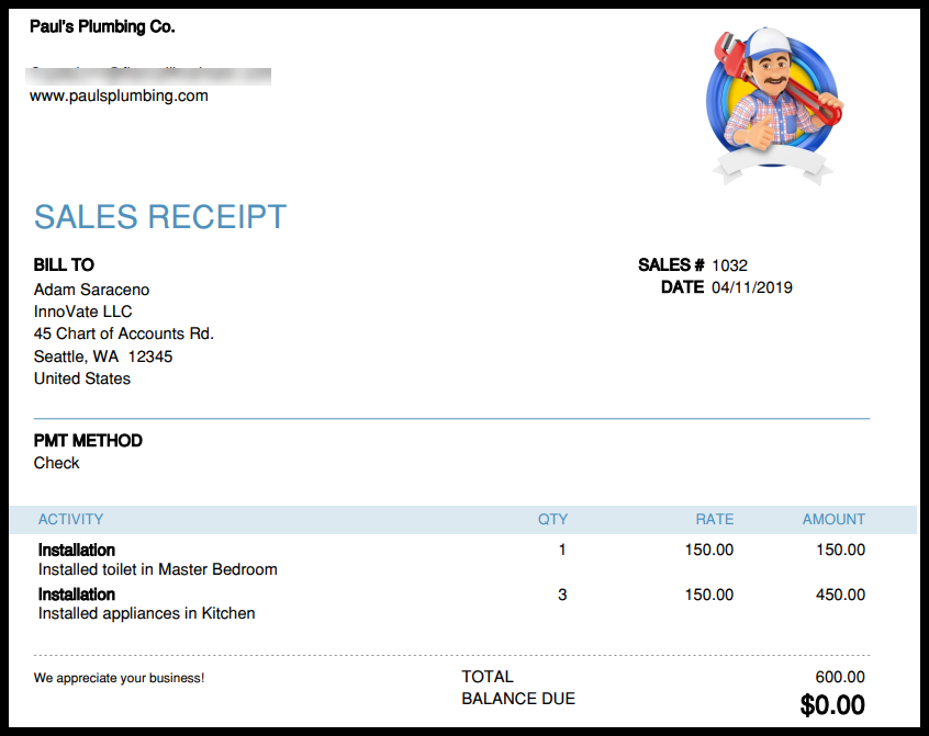 Quickbooks Sales Receipt Template Download