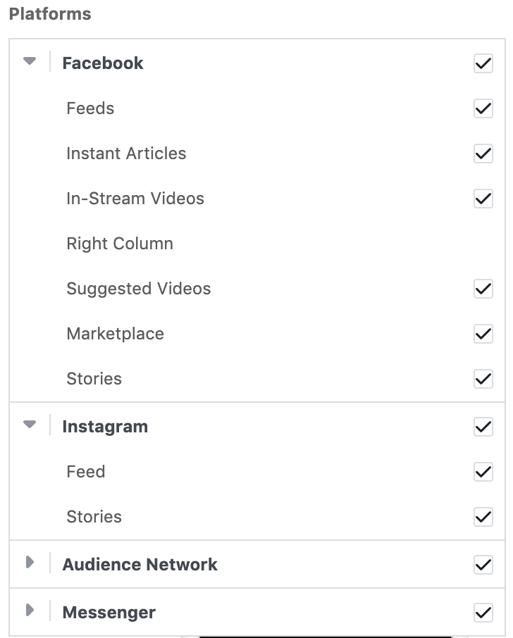 ad placement options - facebook advertising
