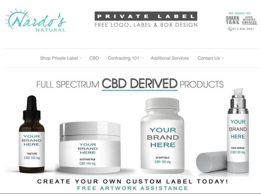Screenshot of Nardo’s Natural Private Label Cosmetics