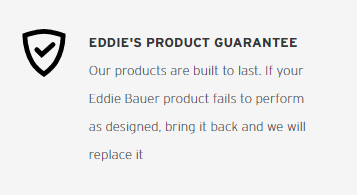 Screenshot of Eddie Bauer's built-to-last product guarantee