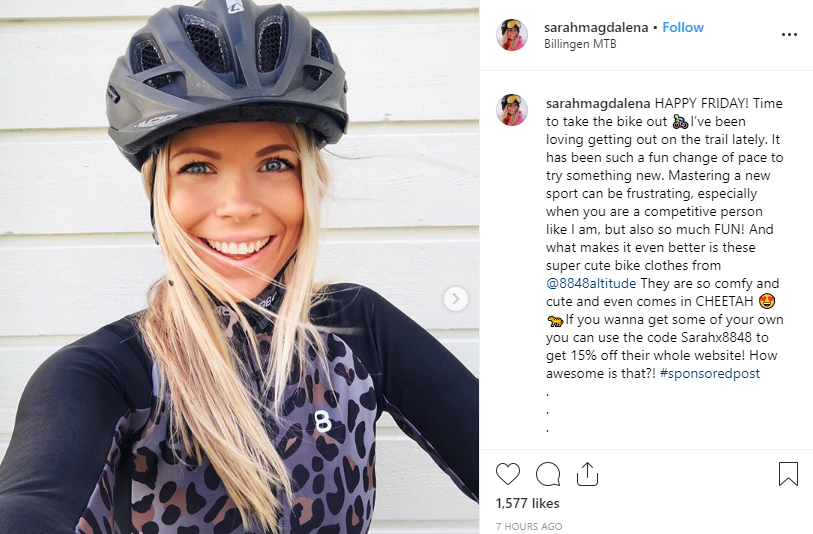 Sarah Magdalena Instagram sponsored post