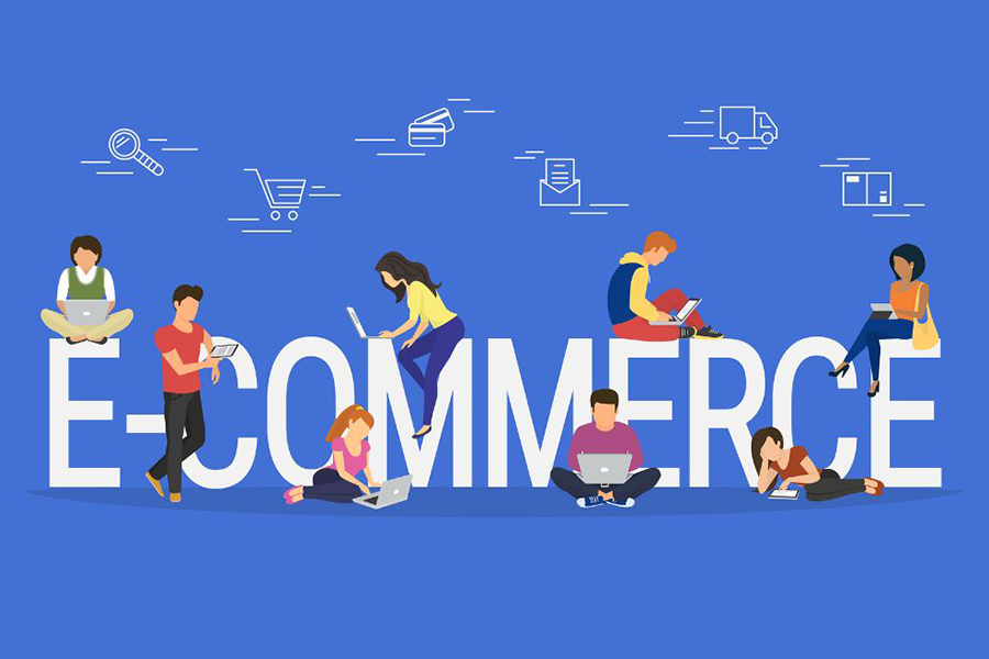 people around E-Commerce text