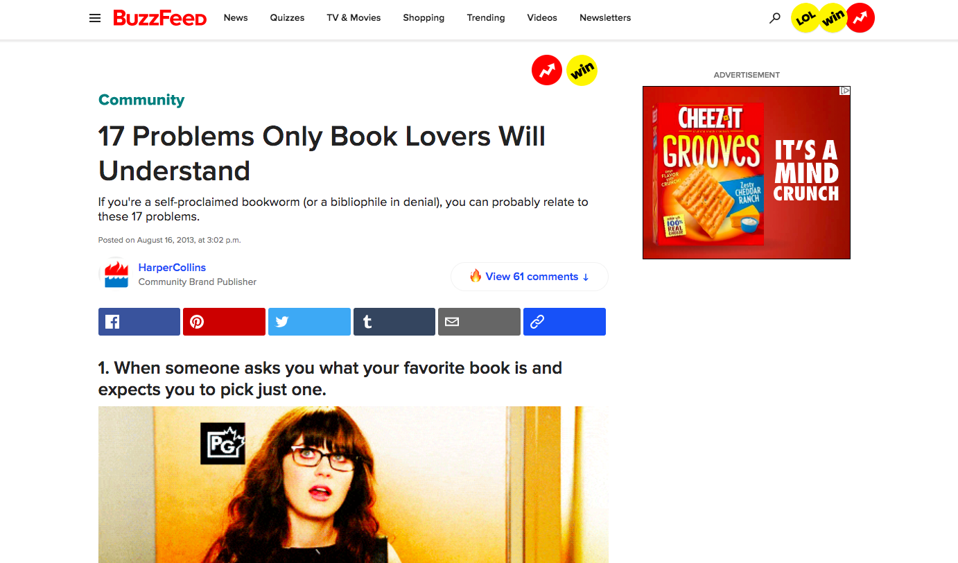 17 Problemi Solo gli amanti dei libri capiranno da HarperCollins e BuzzFeed