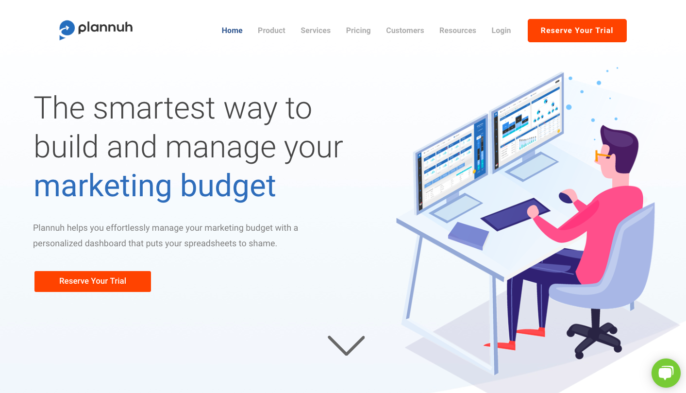 Home page del sito web Plannuh