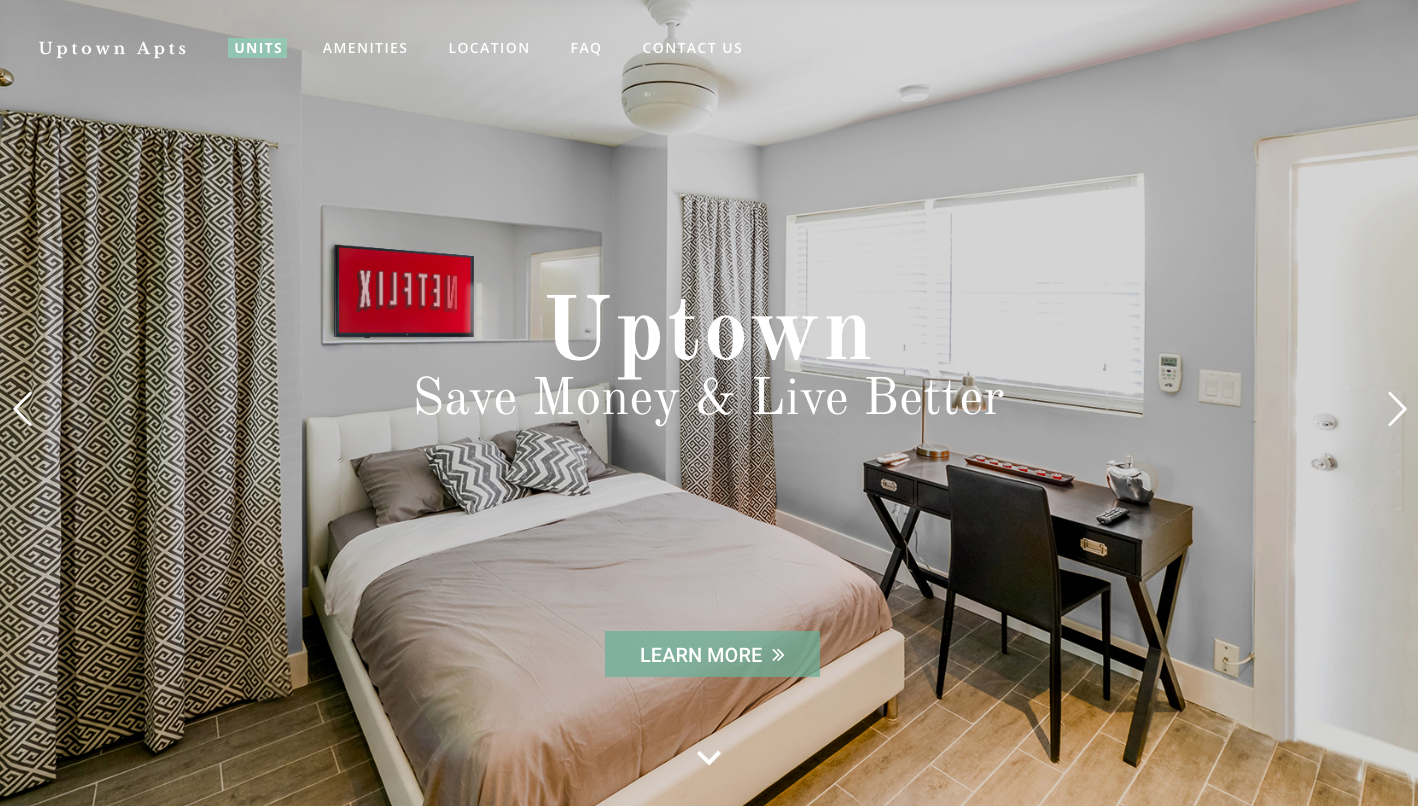 Home page del sito Web di Uptown Apts