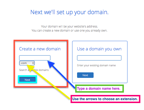 Bluehost domain search feature