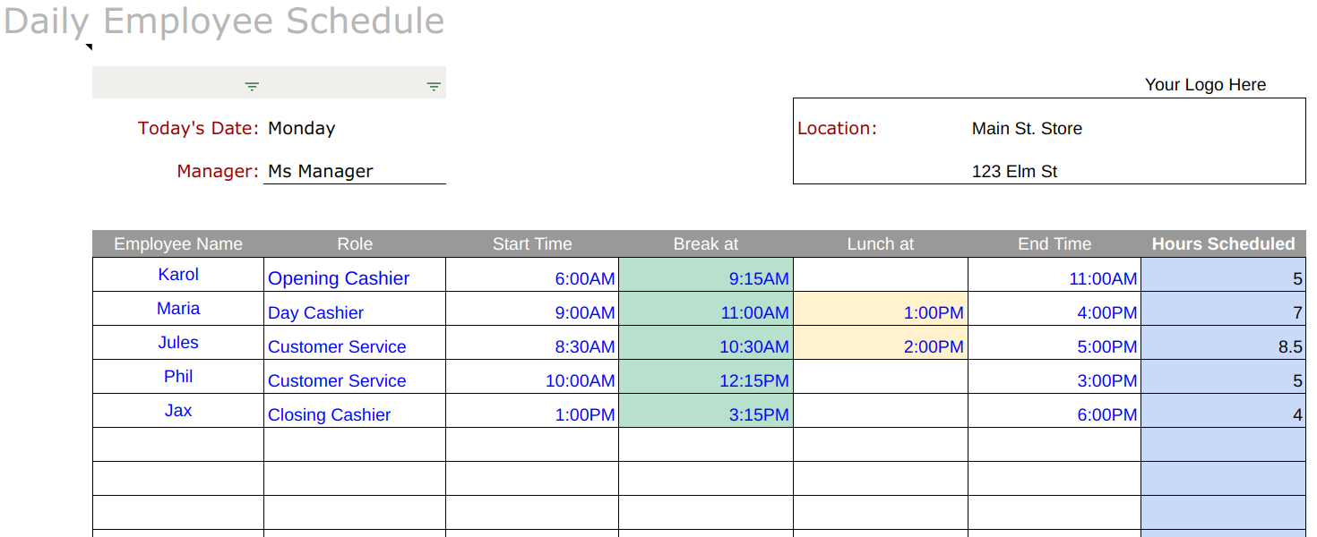 Free Staff Schedule Template from fitsmallbusiness.com