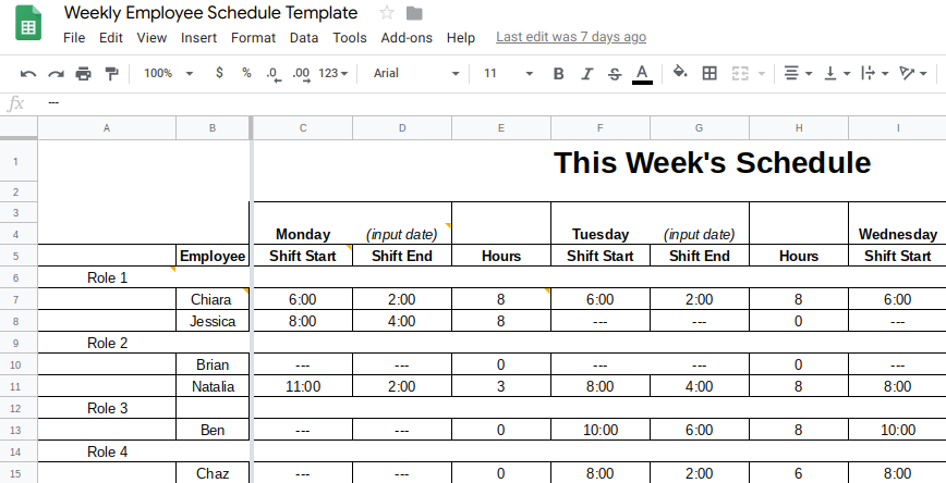 google doc templates daily schedule