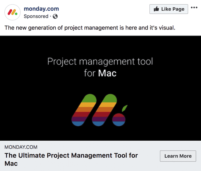 un exemple d’annonce de lien de clic sur facebook