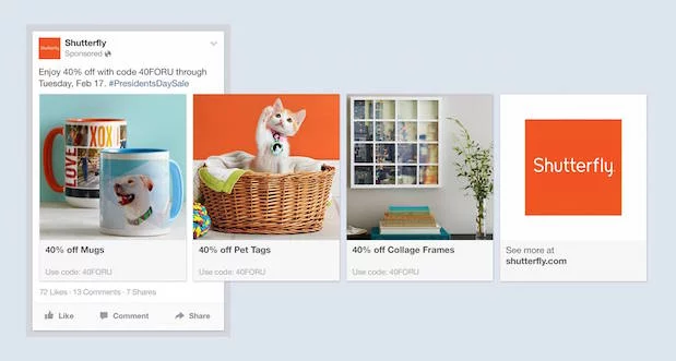 un exemple d’annonce sur le carrousel Facebook
