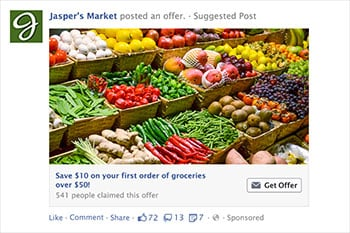 un exemple d’annonce d’offre Facebook