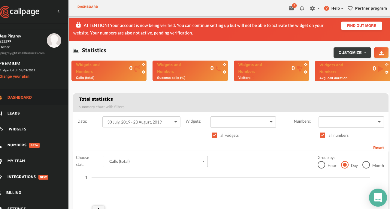 Callpage Dashboard
