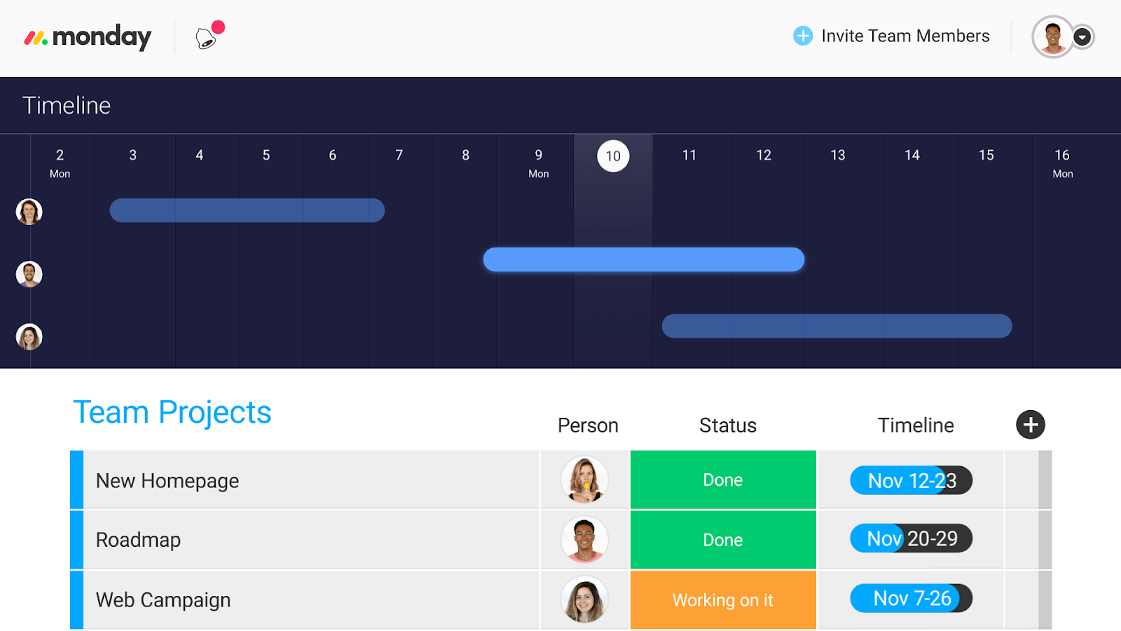 Monday Project Screenshot