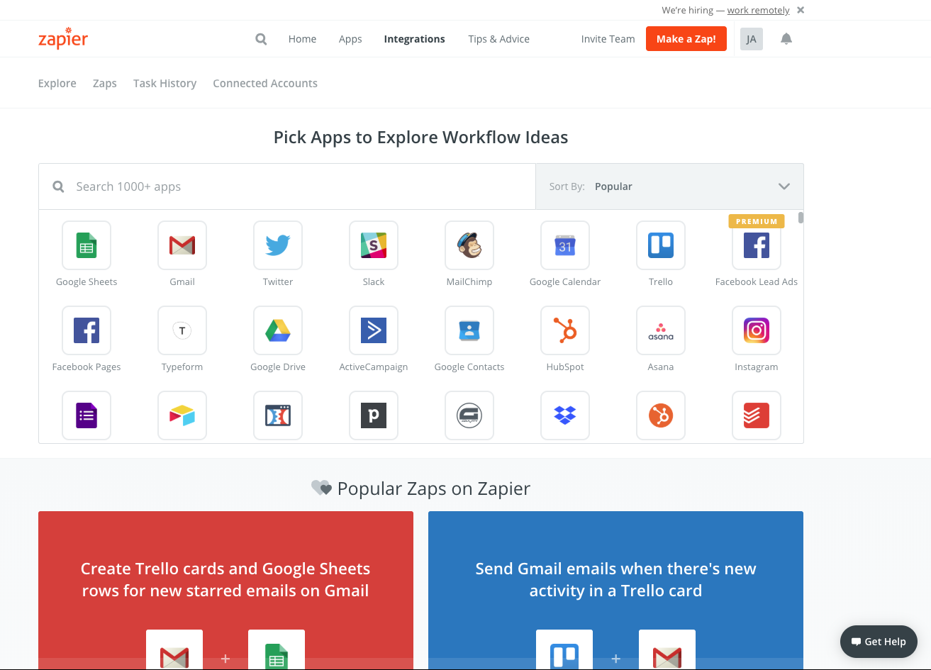 Popular Zapier integrations