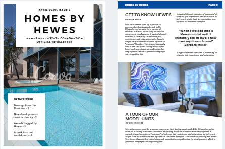Canva Blue & White Modern Newsletter Template - real estate newsletter templates