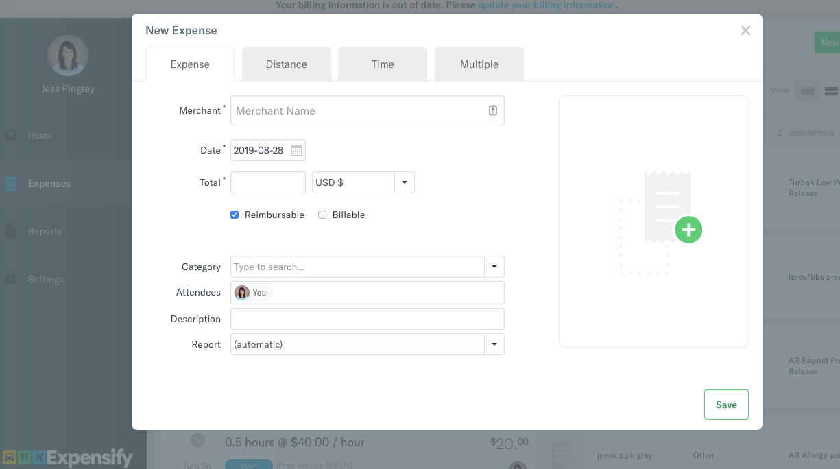Expensify expense portal