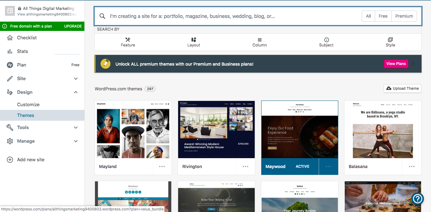 tema del sito Web wordpress