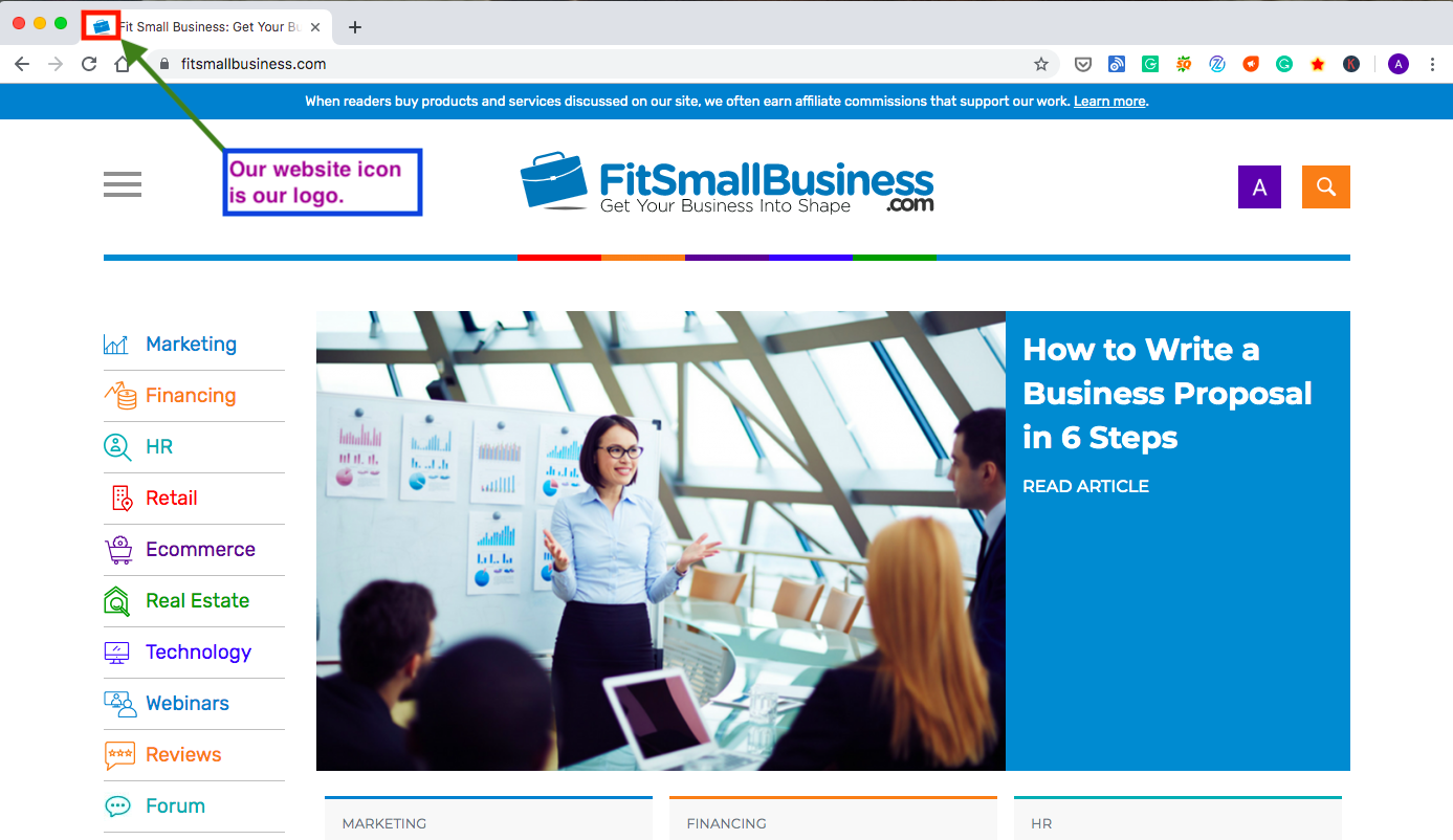 icona del sito Web di piccole imprese in forma