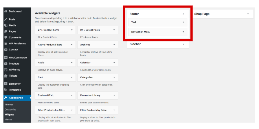 Modifica il piè di pagina di WordPress