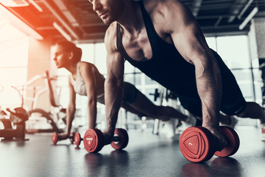 working out at a gym