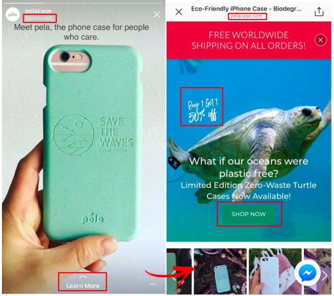 De l’exemple d’annonce Instagram de Case