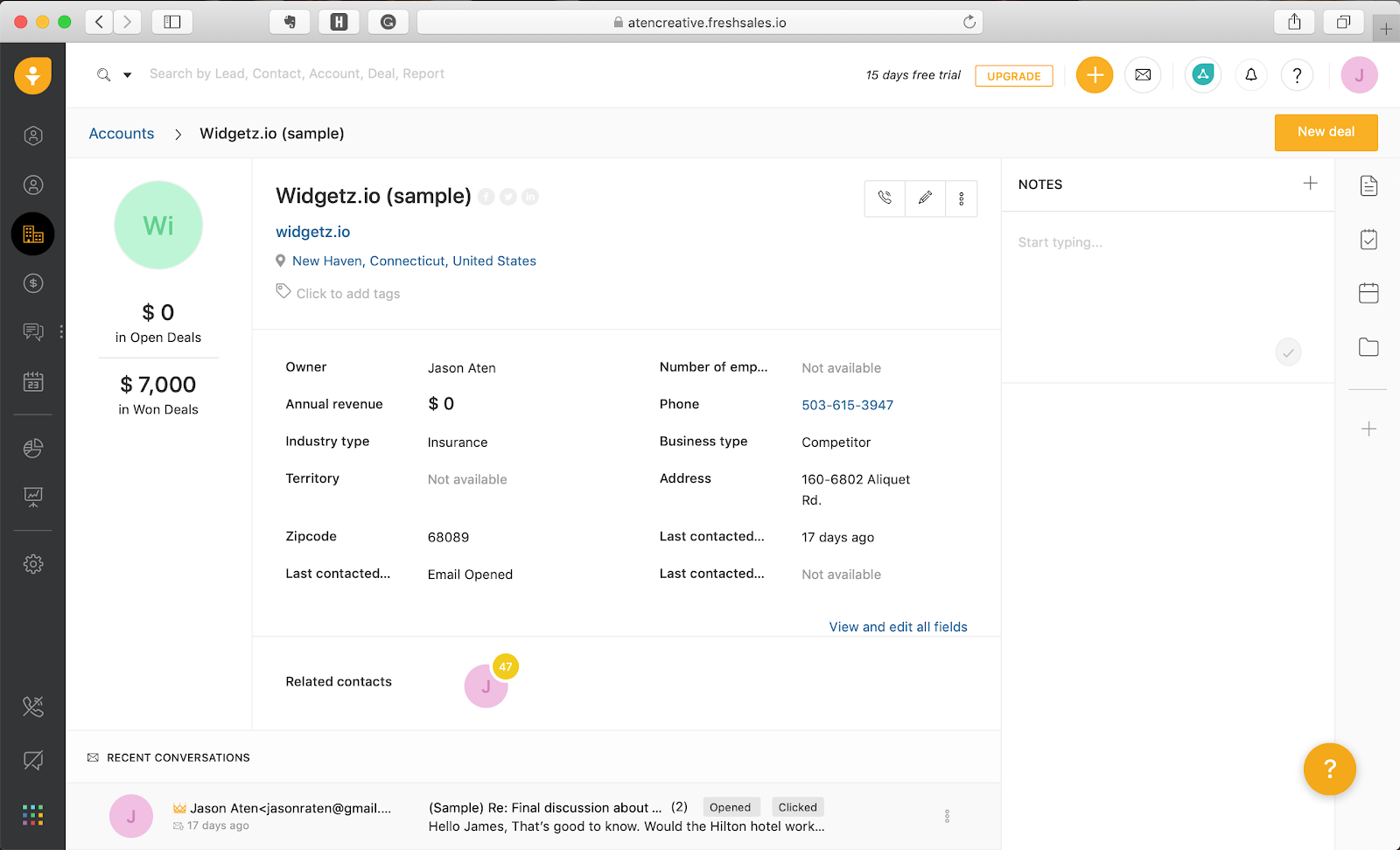Freshsales contact profiles