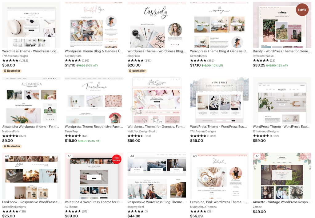 Etsy themes