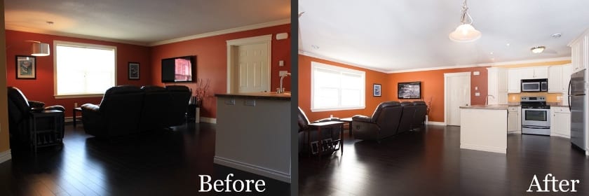 Before and after lighting difference in real estate photos