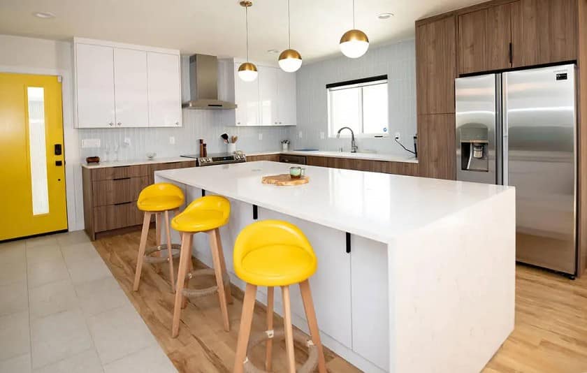 Bright yellow pop of color on real estate photography
