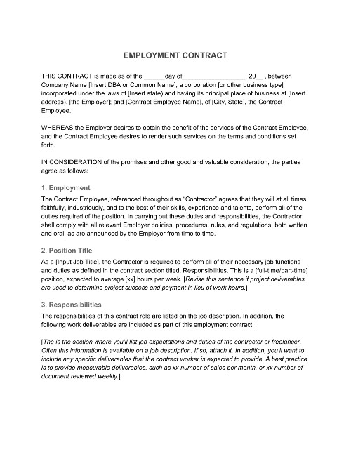 Employment Contract Definition What To Include