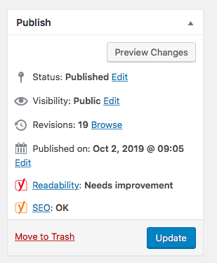 Info-grafica su come aggiornare l'articolo in wordPress