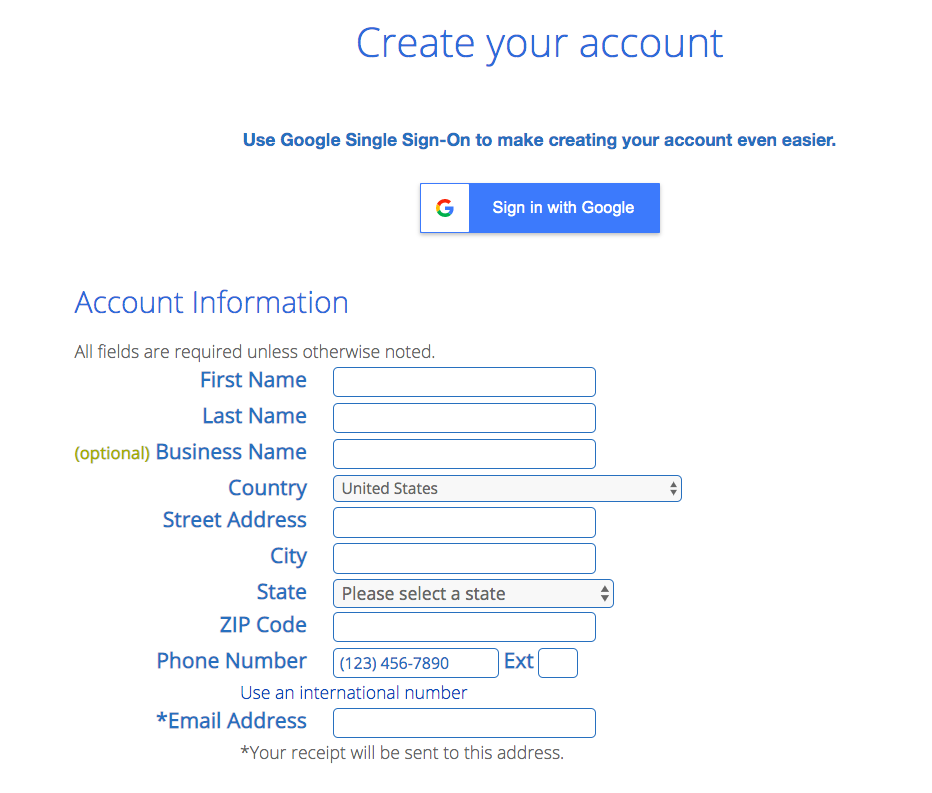 Registrazione per i piani di web hosting Bluehost