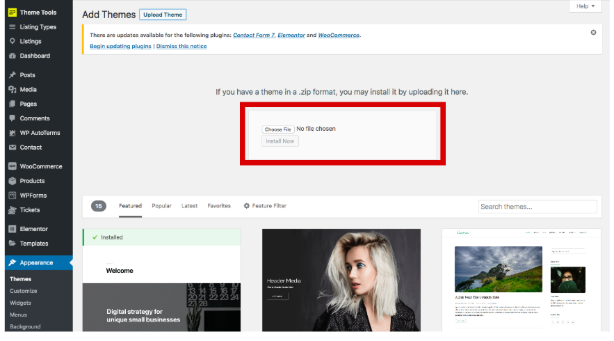 Carica un tema premium su WordPress
