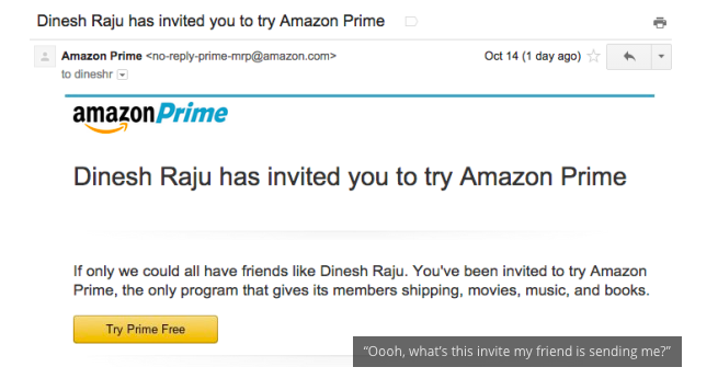 Programma di segnalazione Amazon Prime Invita e-mail info-graphic